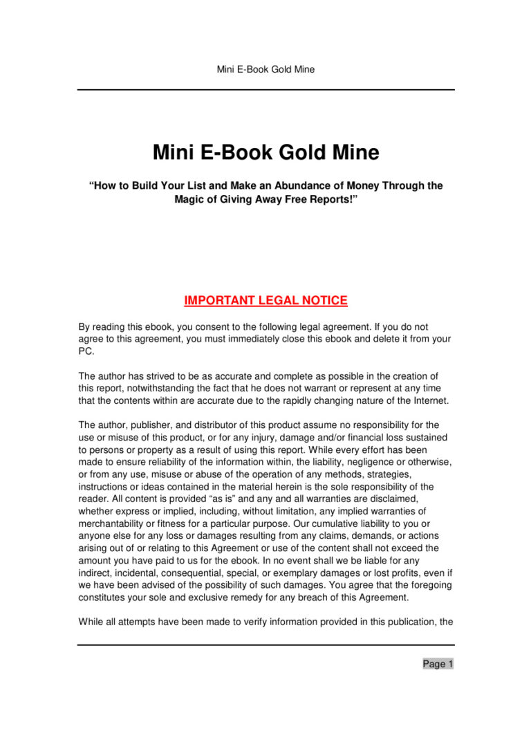 Mini E-book Gold Mine PDF Download – Unknown Author