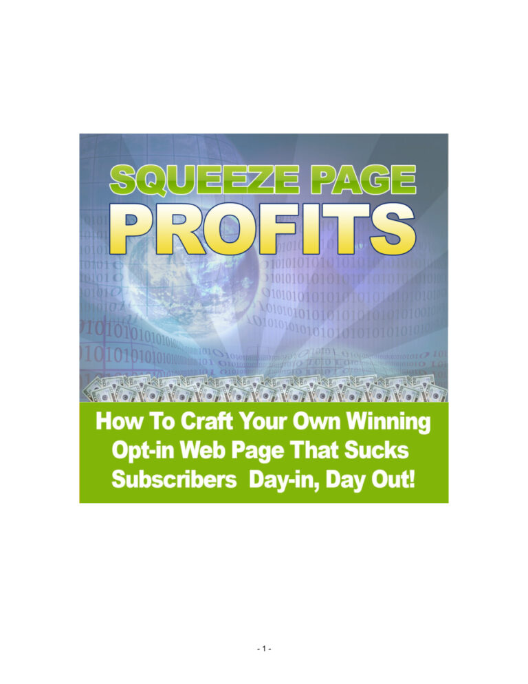 Squeeze Page Profits PDF Download – Unknown Author