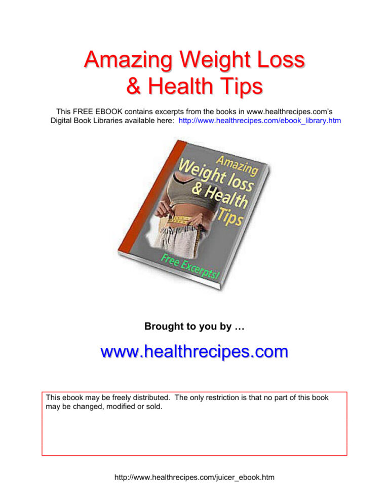 Amazing Weight Loss Health Tips PDF Download – Unknown Author