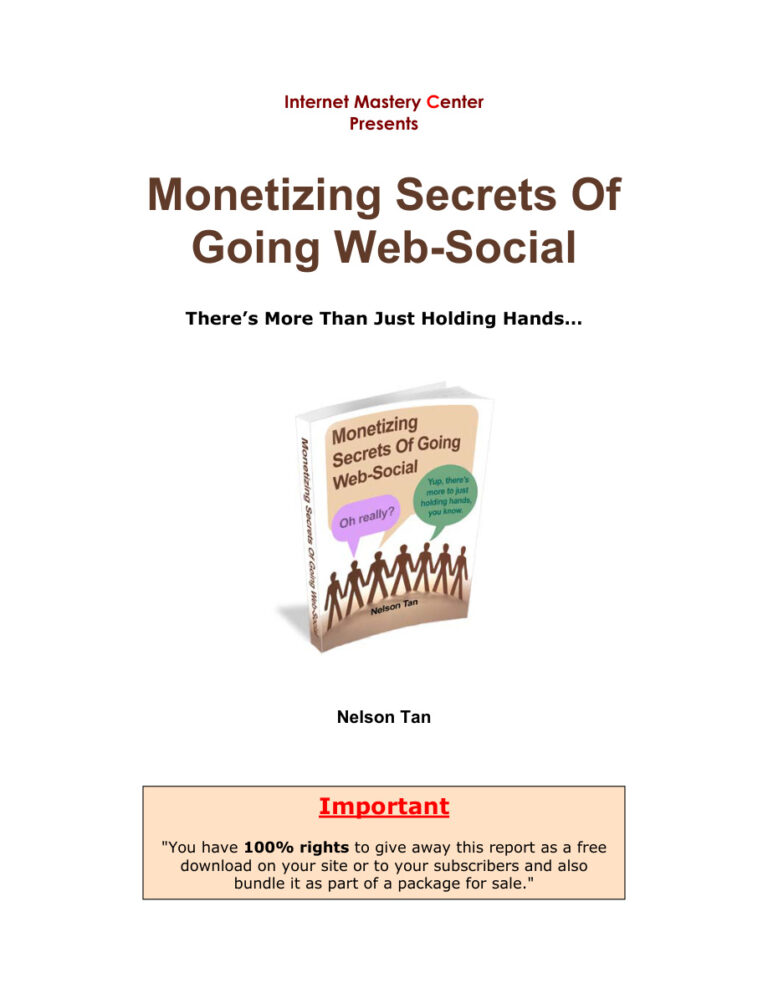 Monetizing Secrets of Going Web Social PDF Download – Unknown Author