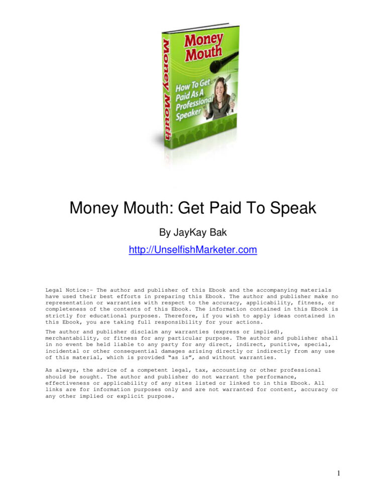 Money Mouth PDF Download – Unknown Author