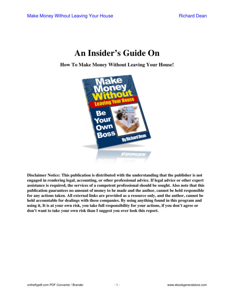Make Money Without Leaving Your House PDF Download – Unknown Author