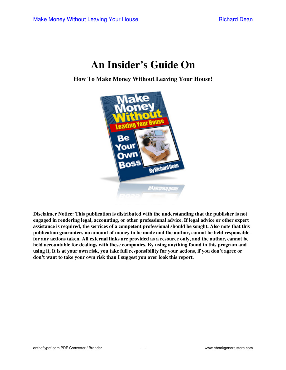 Make Money Without Leaving Your House PDF Download