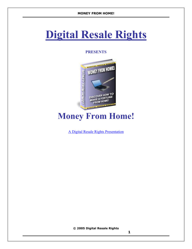 Money from Home PDF Download – Unknown Author