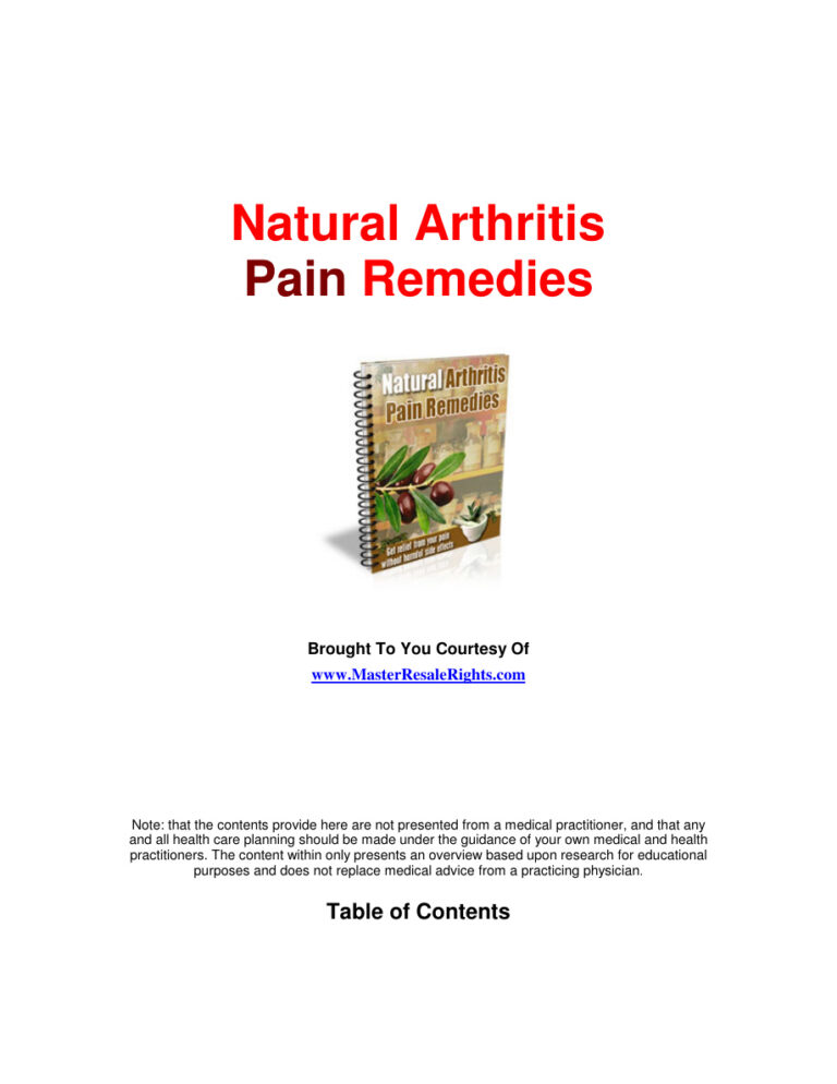 Natural Arthritis Pain Remedies PDF Download – Unknown Author