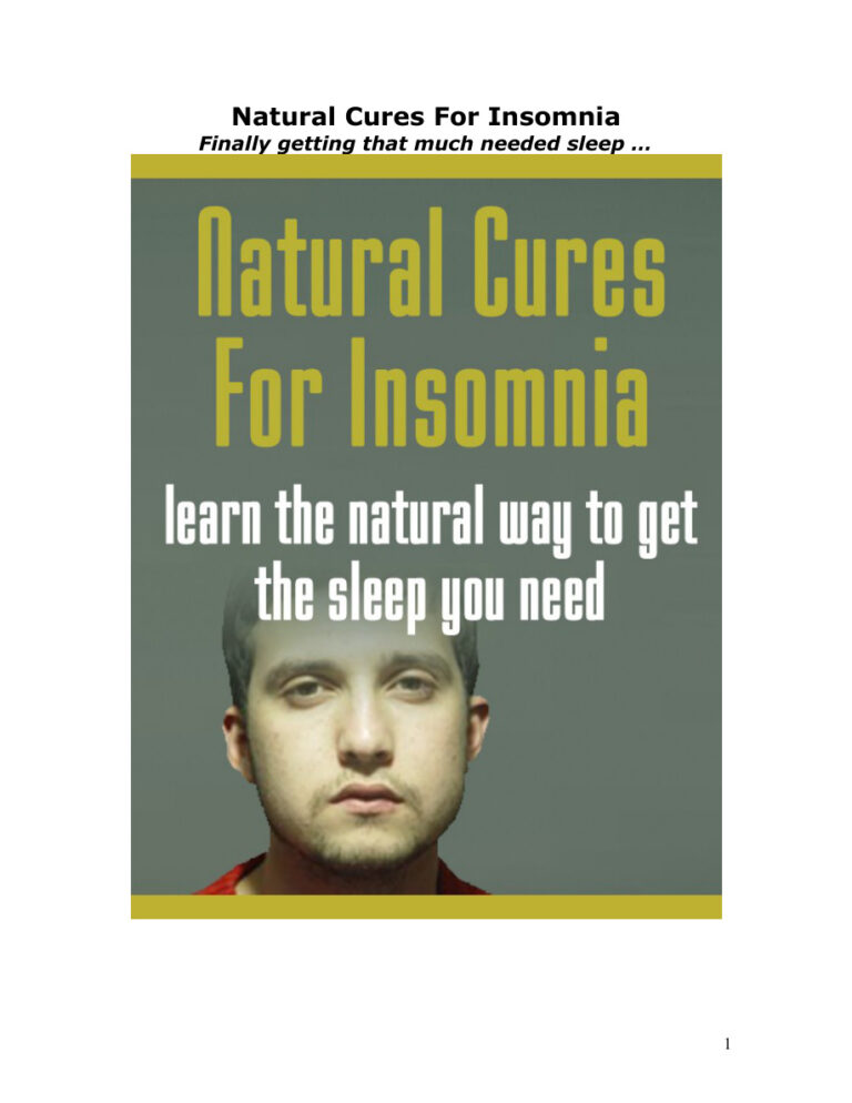 Natural Cures for Insomnia PDF Download – Unknown Author
