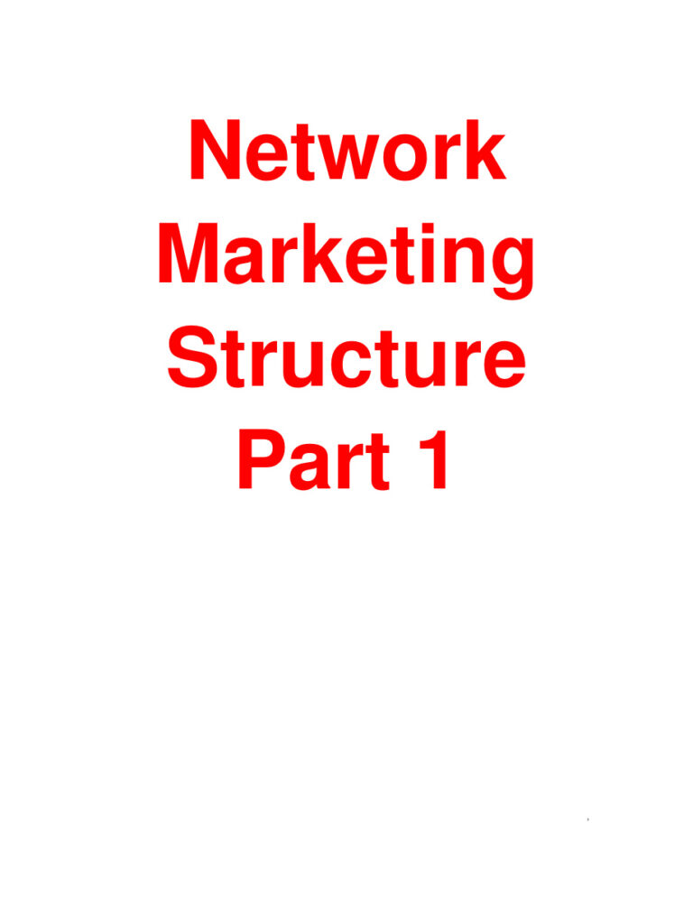 Network Marketing Structure Part 1 PDF Download – Unknown Author