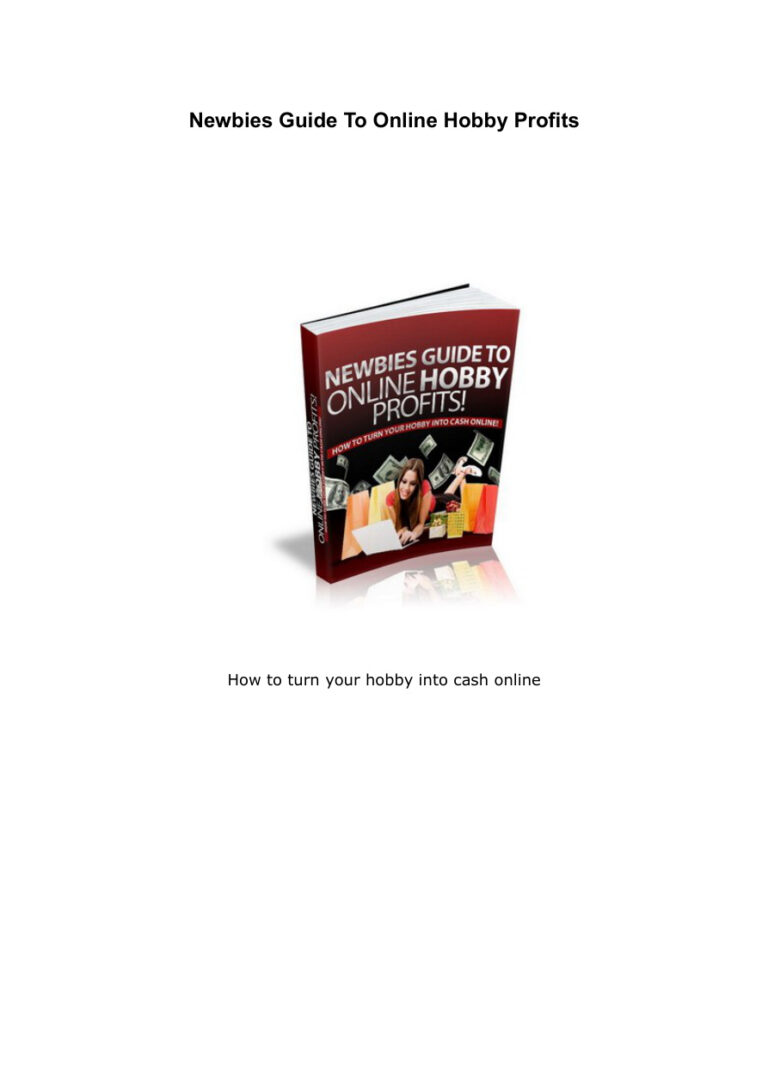 Newbie’s Guide to Online Hobby Profits PDF Download – Unknown Author