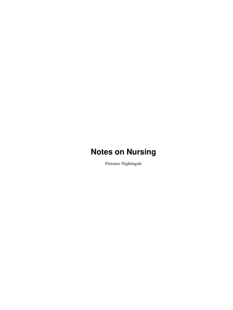 Notes on Nursing PDF Download – Florence Nightingale