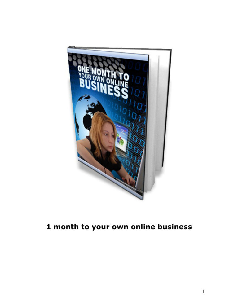 One Month to Your Own Online Business PDF Download – Unknown Author