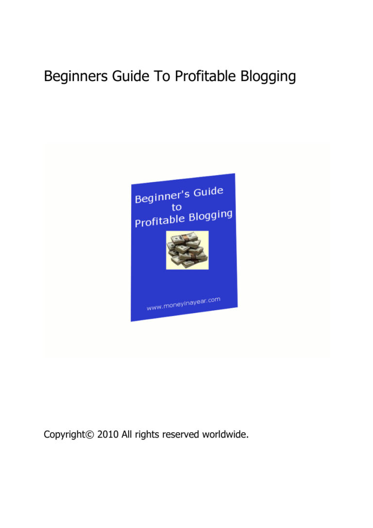 Beginners Guide to Profitable Blogging PDF Download – Unknown Author