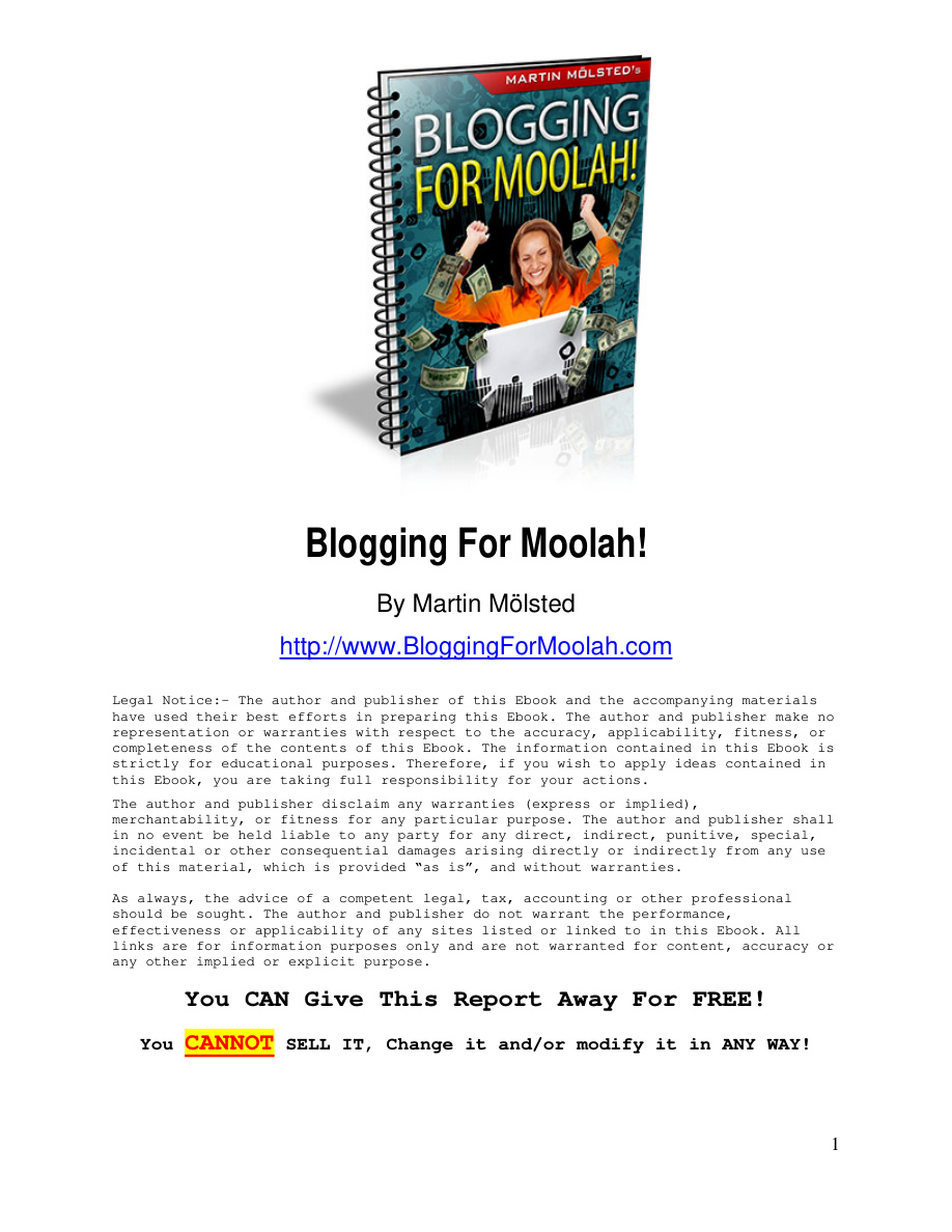 Blogging for Moolah PDF Download