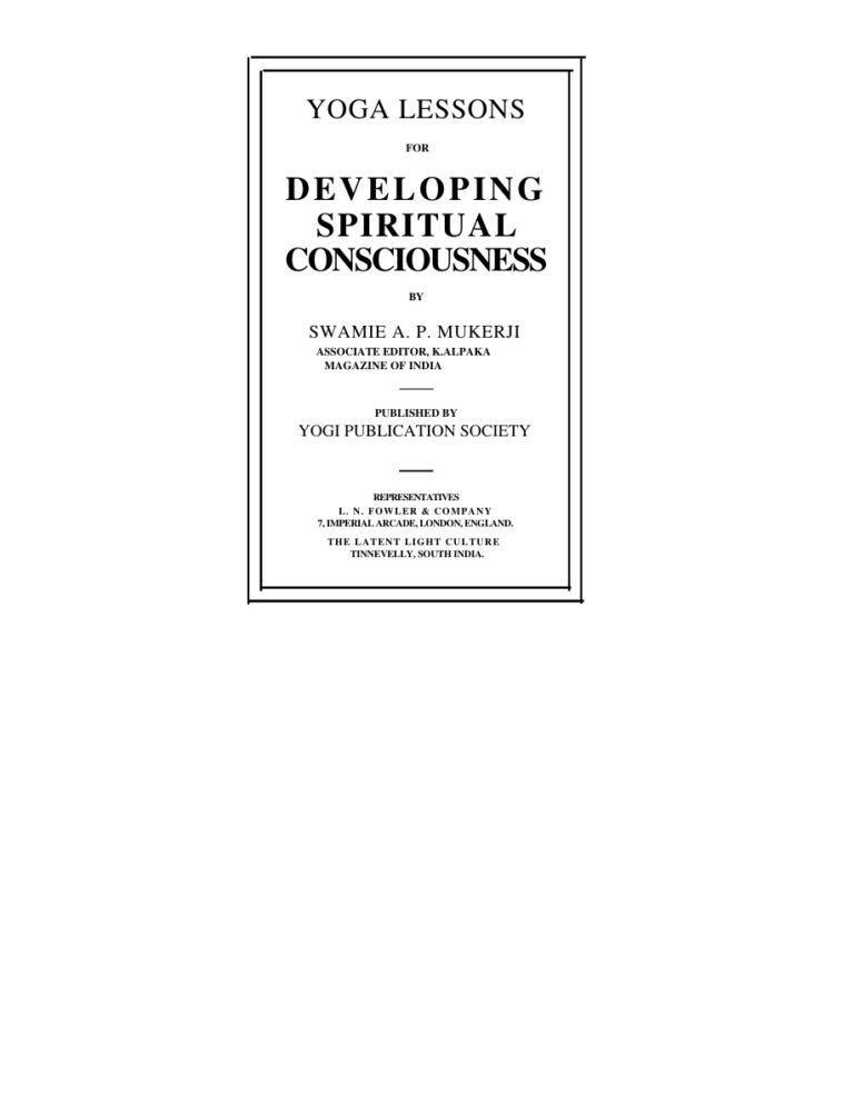 68459cac3c8df yoga lessons for developing spiritual consciousness Kitap Kapağı
