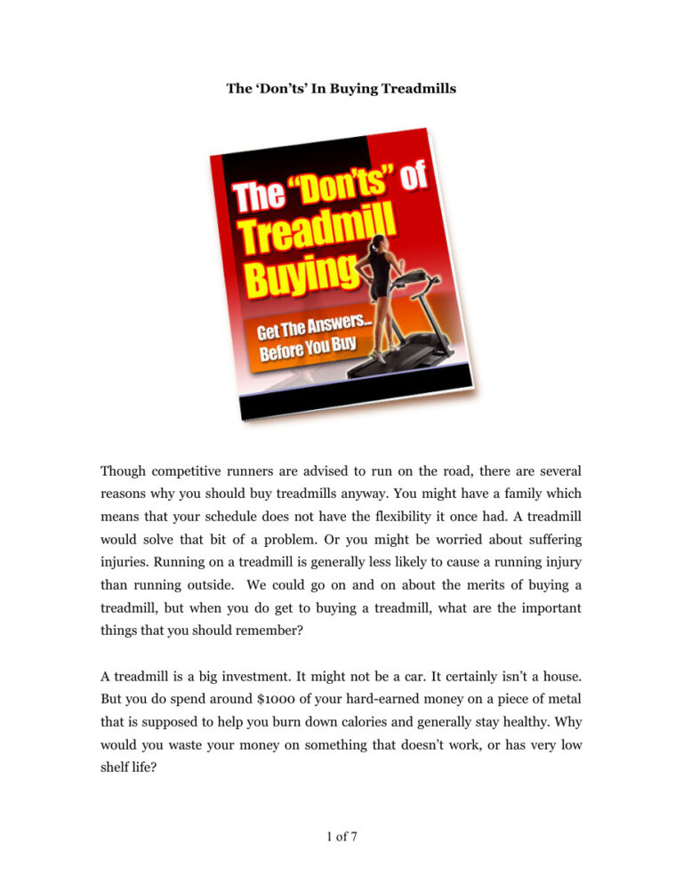 The Don’ts in Buying Treadmills PDF Download – Unknown Author