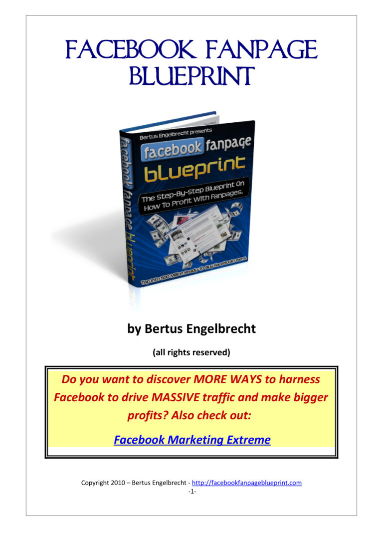 Facebook Fanpage Blueprint PDF Download – Unknown Author