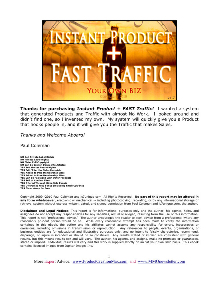 Instant Product Fast Traffic PDF Download – Unknown Author