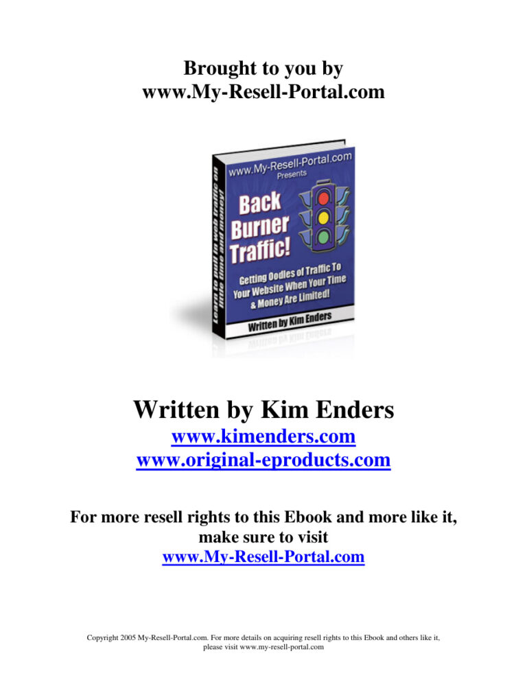 Getting Loads of Back-Burner Traffic PDF Download – Unknown Author