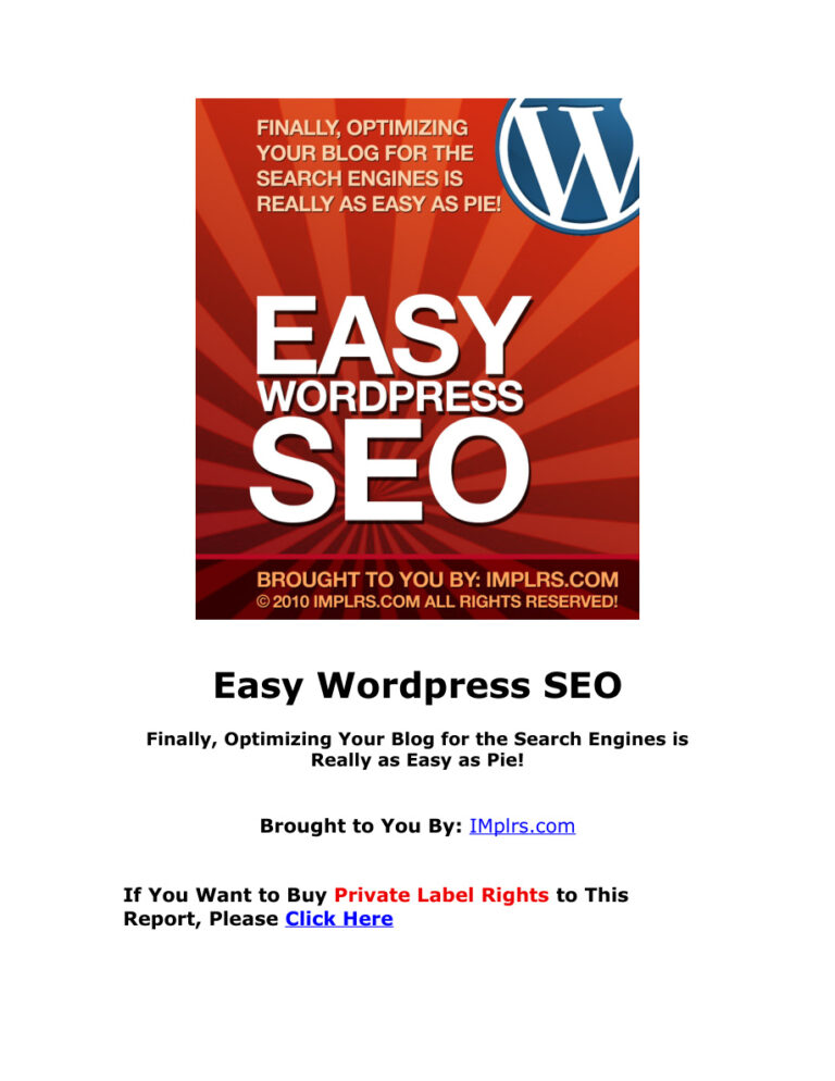 Easy WordPress SEO PDF Download – Unknown Author