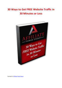 684f137a32db8 affiliate power group 30 ways to get free website traffic in 30 minutes or less Kitap Kapağı
