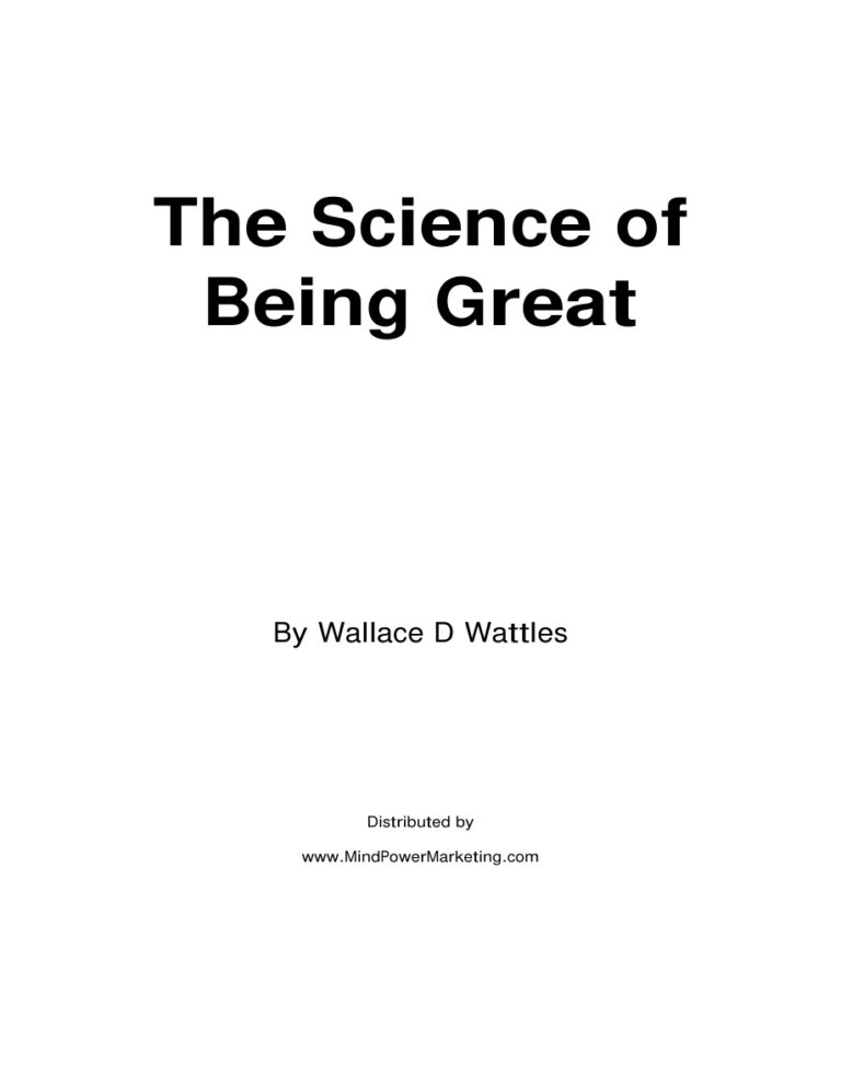 The Science of Being Great PDF Download – Wallace D. Wattles