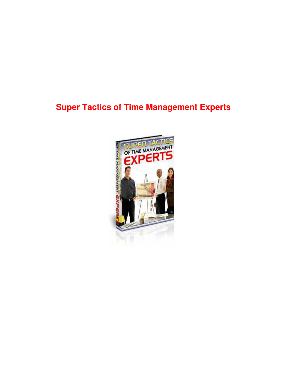 Super Tactics of Time Management Experts PDF Download