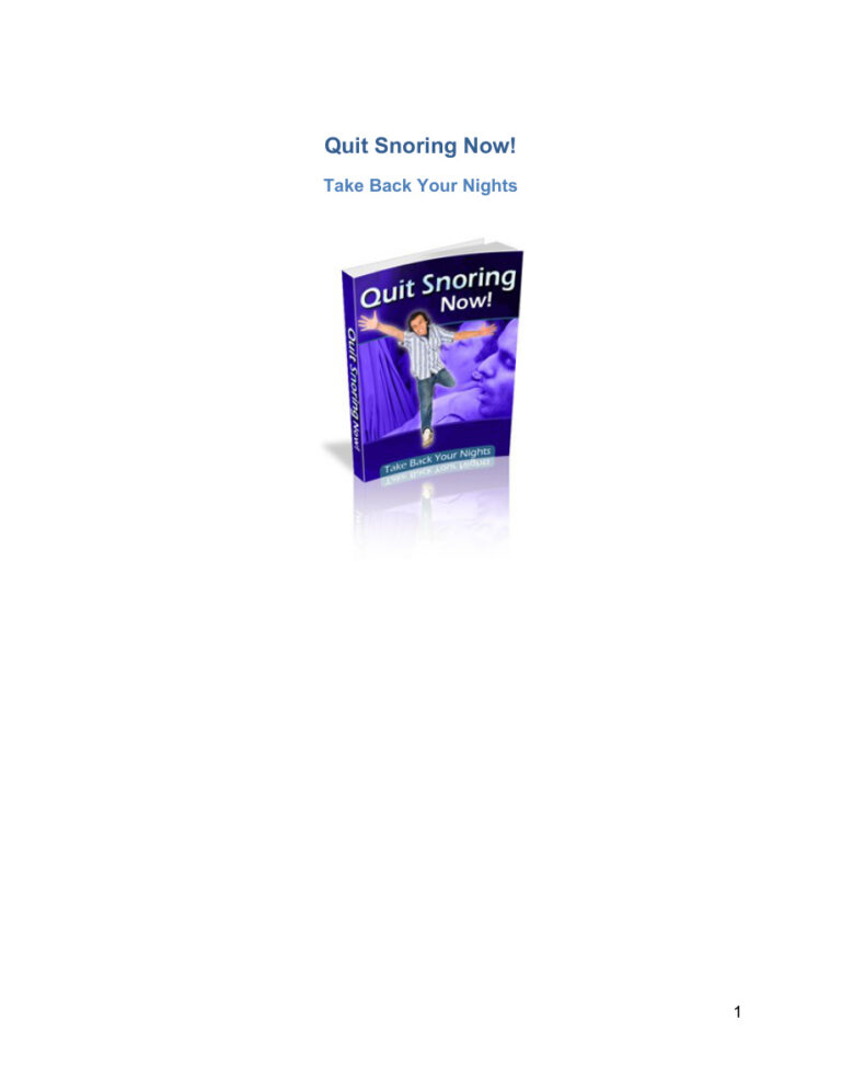 Quit Snoring Now PDF Download – Unknown Author