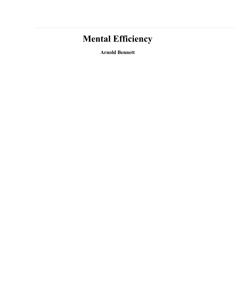 Mental Efficiency PDF Download