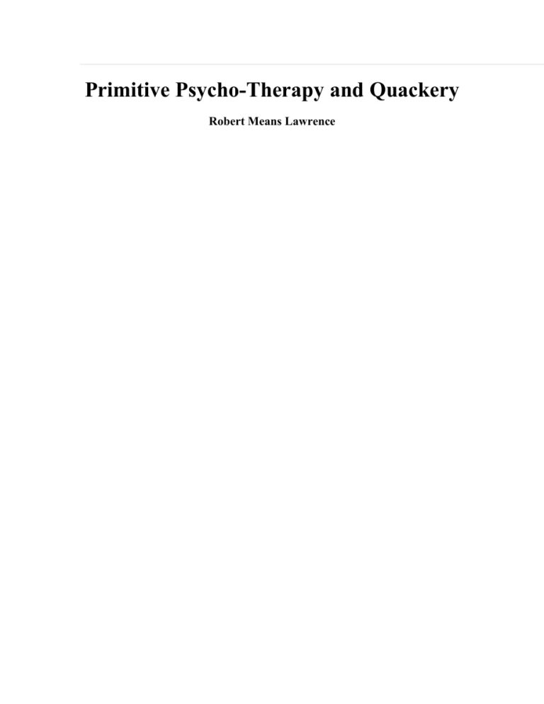 Primitive Psycho-therapy and Quackery PDF Download – Robert Means Lawrence