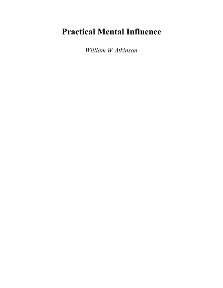 Practical Mental Influence PDF Download – William W. Atkinson