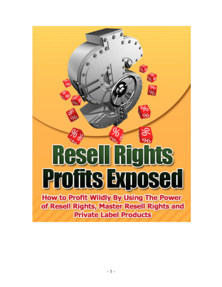 Resell Rights Profits Exposed PDF Download – Unknown Author