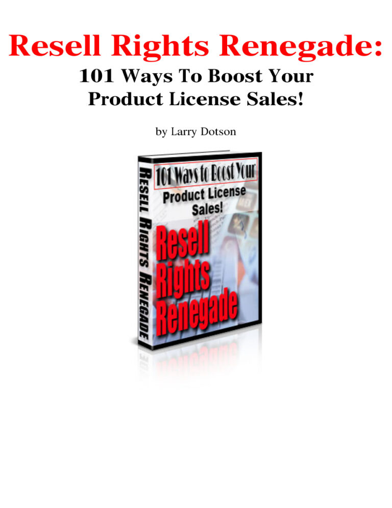 Resell Rights Renegade PDF Download – Unknown Author