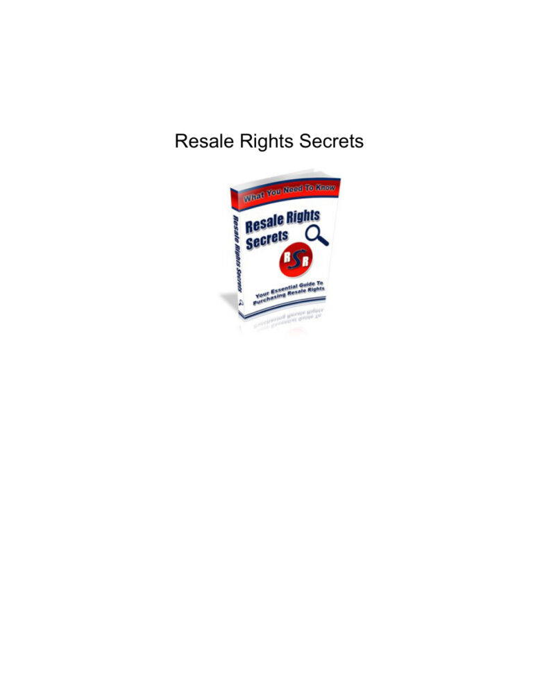 Resale Rights Secrets PDF Download – Unknown Author