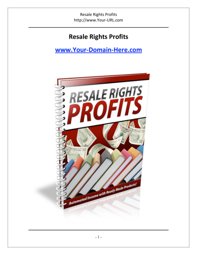 Resale Rights Profits PDF Download – Unknown Author