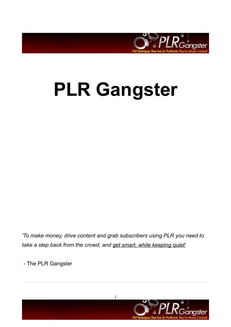 PLR Gangster PDF Download – Unknown Author