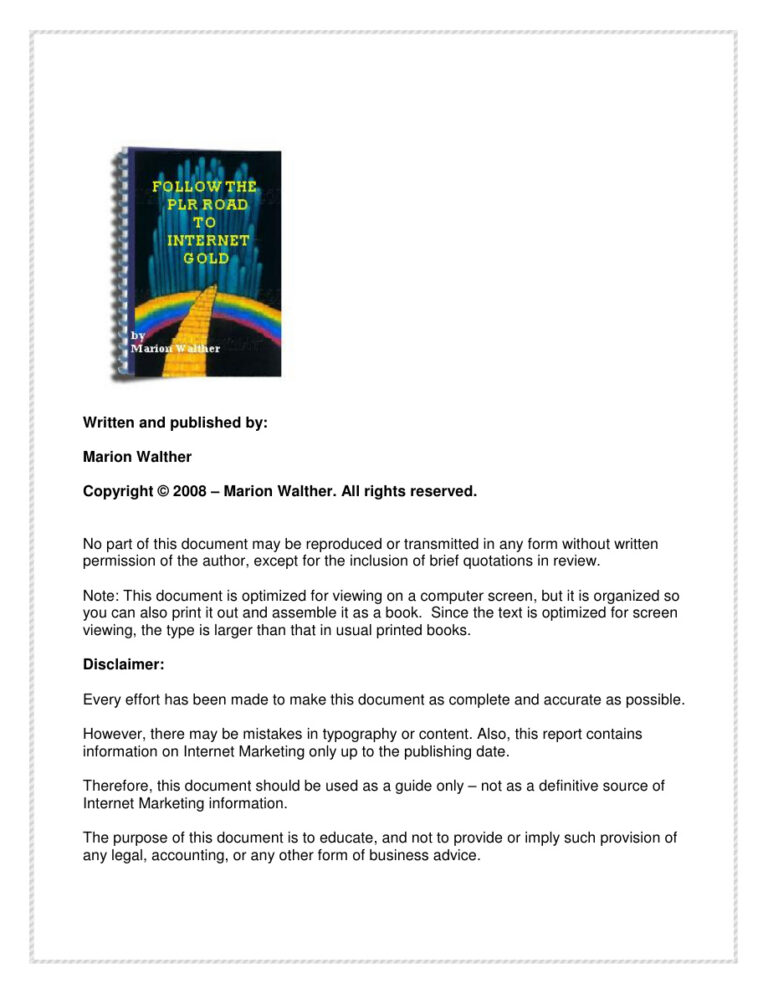 PLR Road PDF Download – Unknown Author