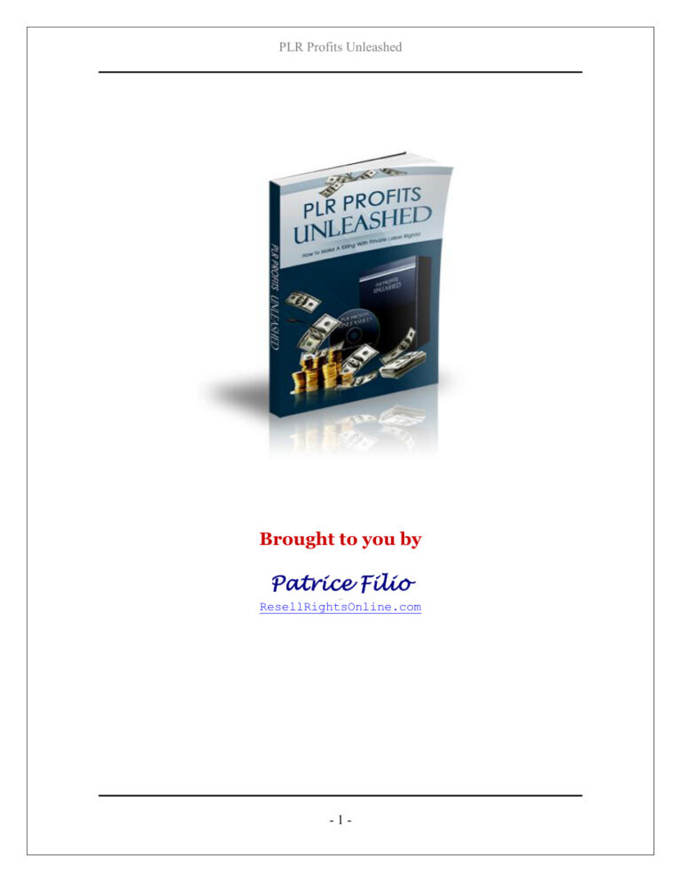 PLR Profits Unleashed PDF Download – Unknown Author