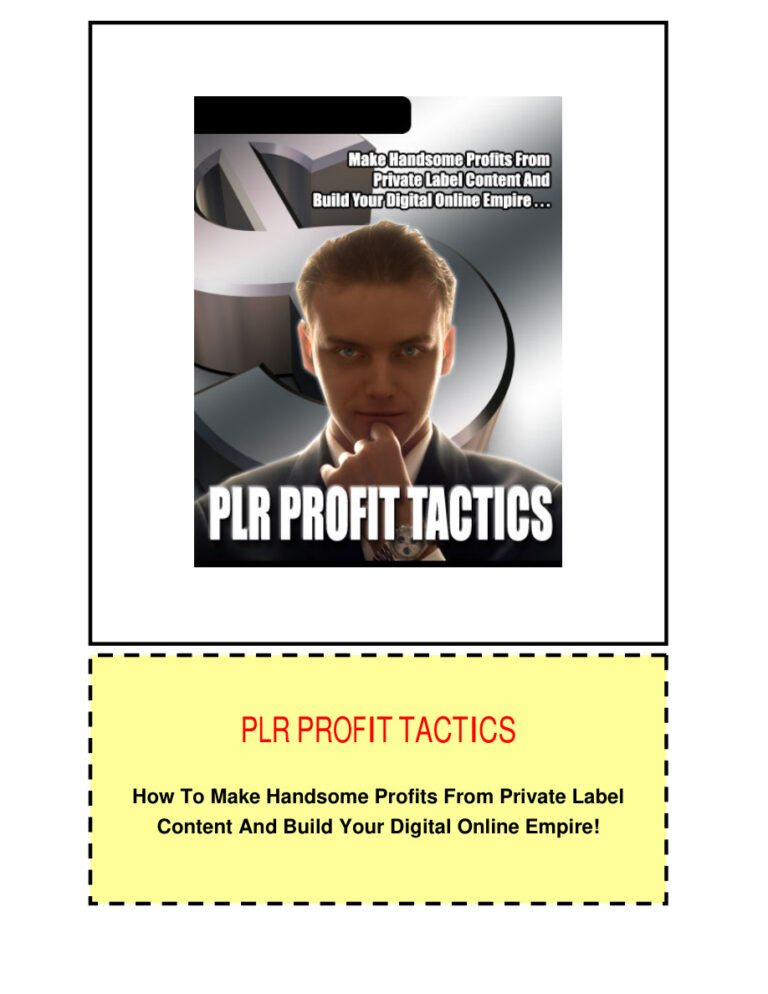 PLR Profit Tactics PDF Download – Unknown Author