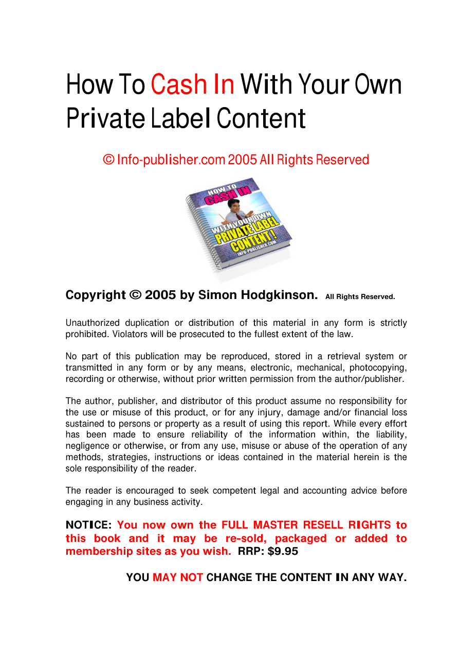 How to Cash in with Your Own Private Label Content PDF Download