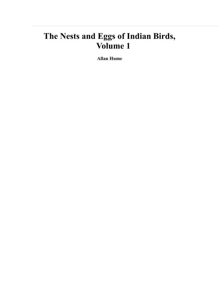 The Nests and Eggs of Indian Birds PDF Download – Allan O. Hume