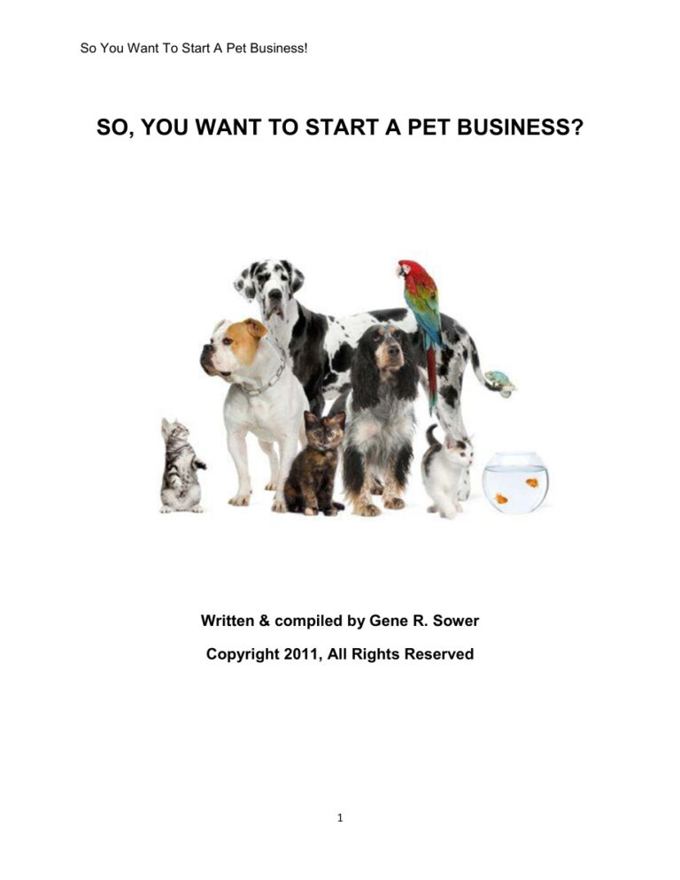 So You Want to Start a Pet Business PDF Download – Unknown Author
