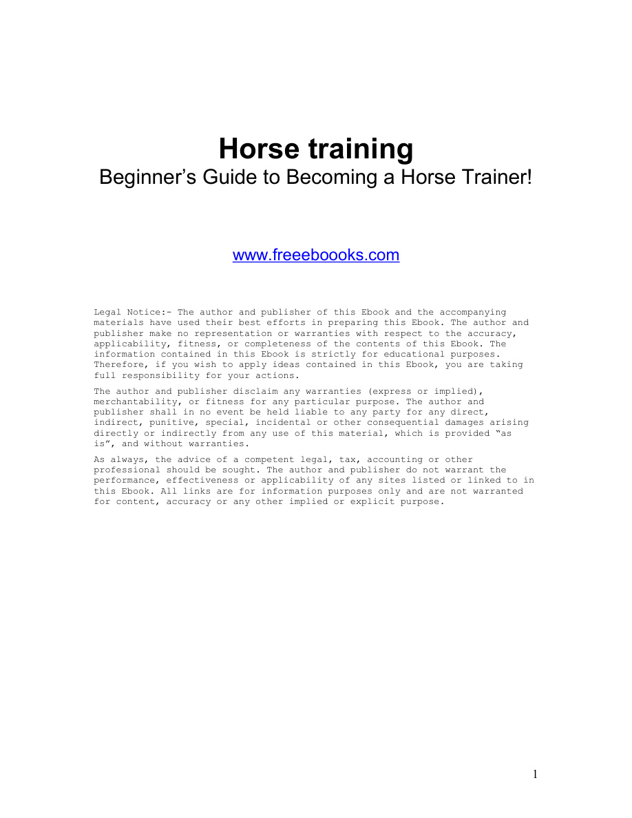 Horse Training PDF Download