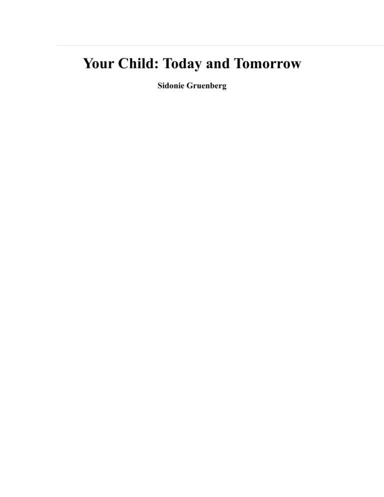 Your Child Today and Tomorrow PDF Download – Sidonie Gruenberg