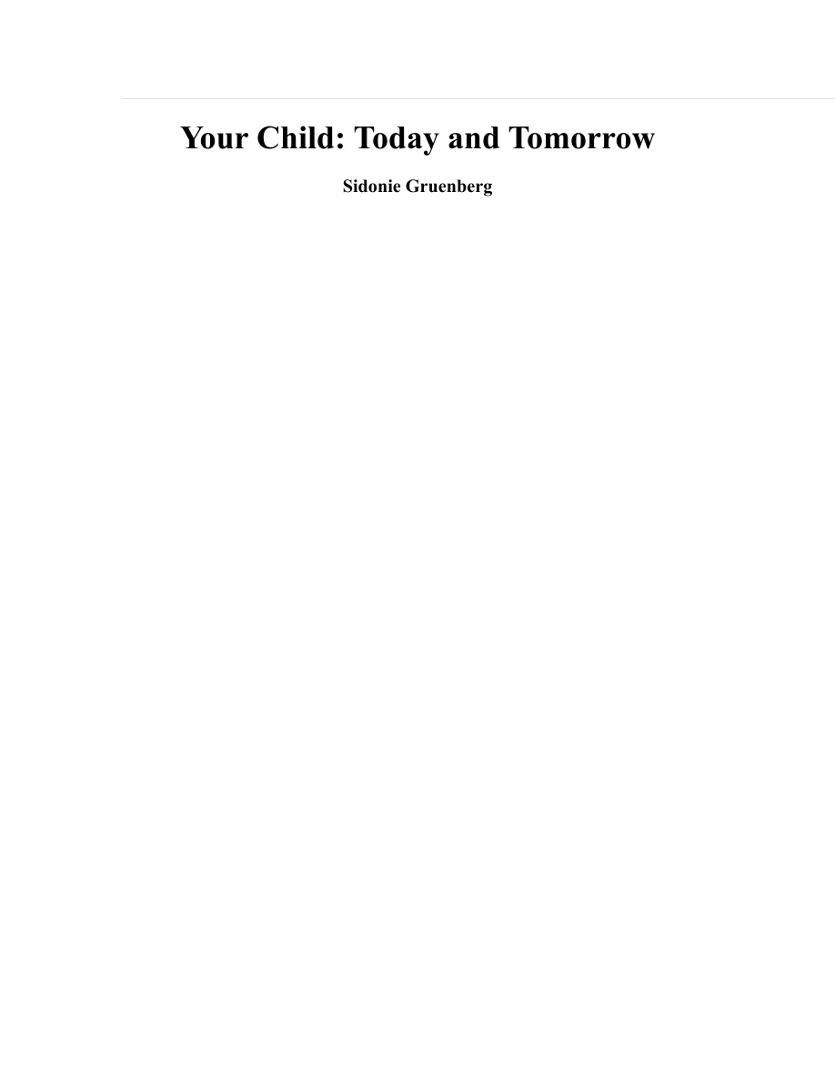 Your Child Today and Tomorrow PDF Download