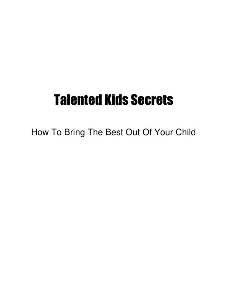 686f7d43d0b66 talented kids secrets how to bring the best out of your child Kitap Kapağı