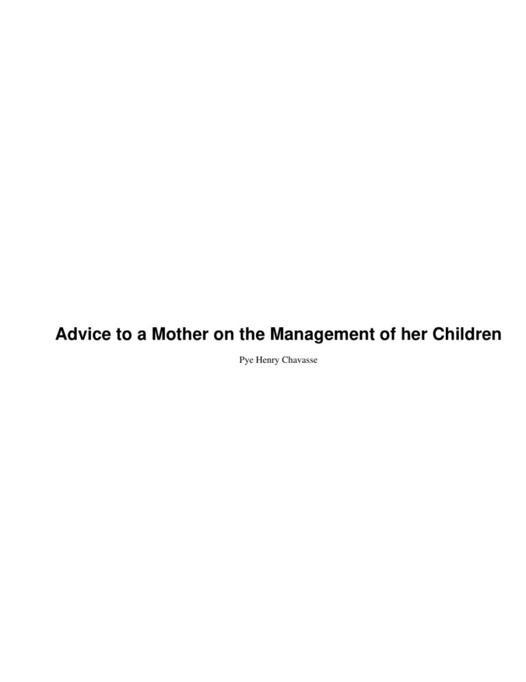 Advice to a Mother on the Management of her Children PDF Download – Pye Henry Chavasse