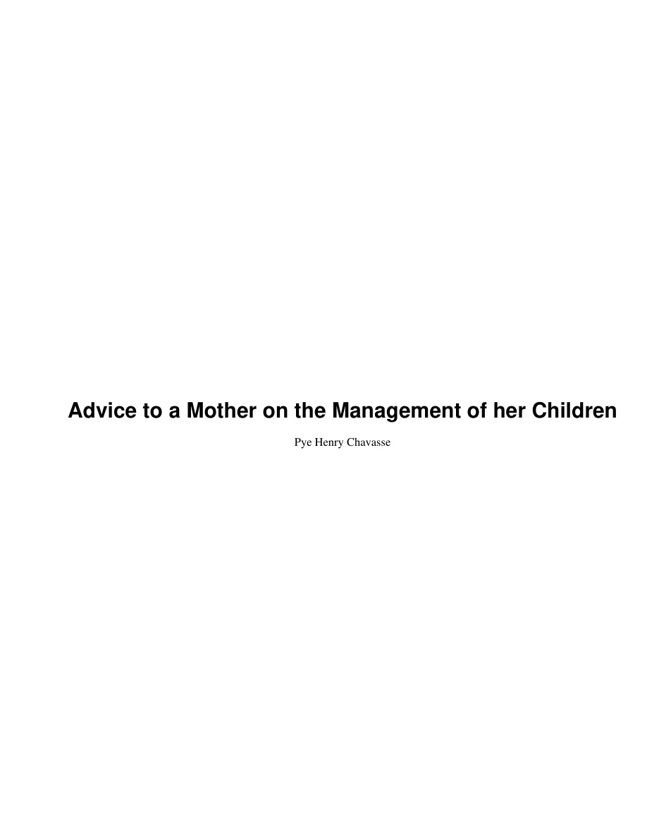 Advice to a Mother on the Management of her Children PDF Download