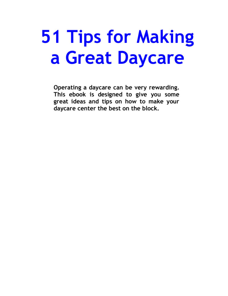 51 Tips for Making a Great Daycare PDF Download – Unknown Author
