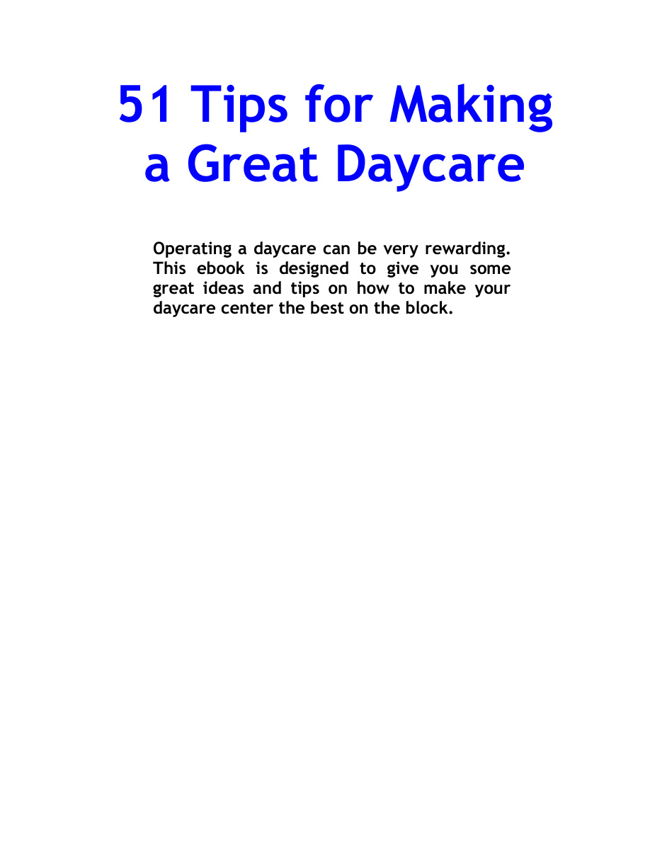 51 Tips for Making a Great Daycare PDF Download
