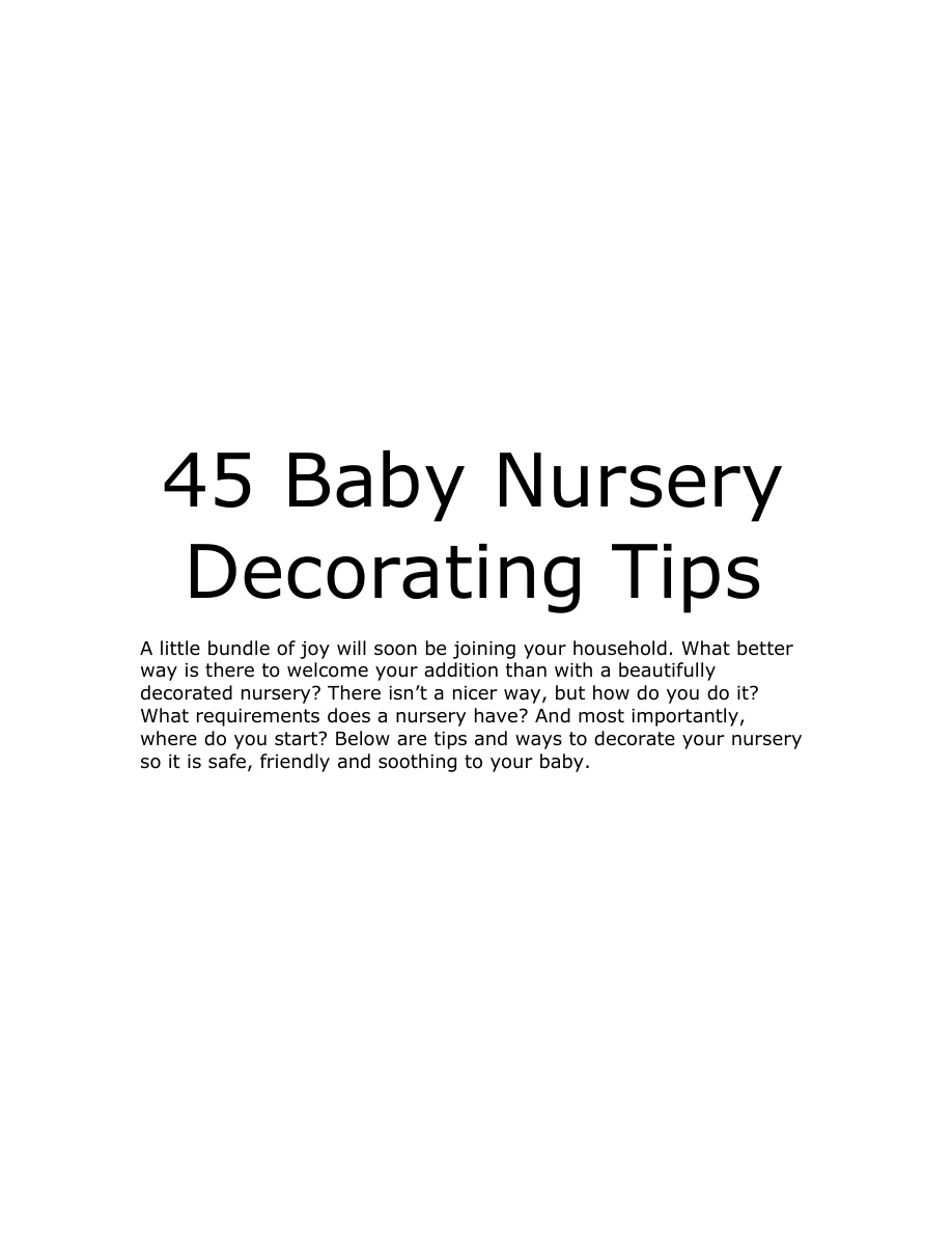 45 Baby Nursery Decorating Tips PDF Download