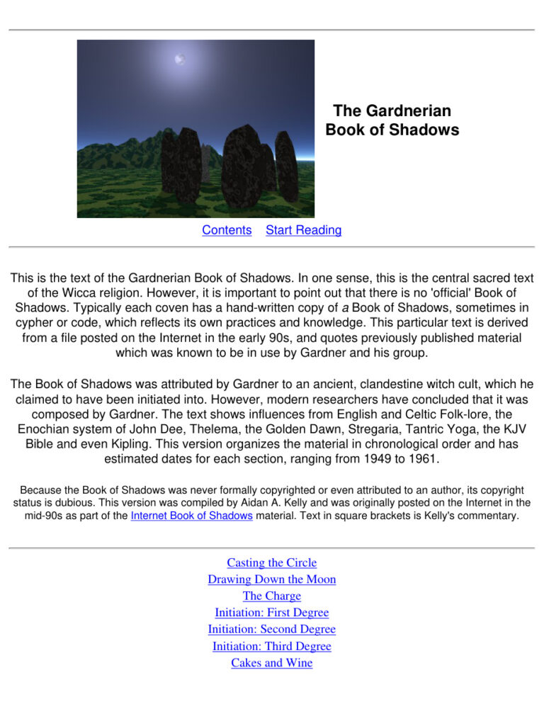 The Gardnerian Book of Shadows PDF Download – Unknown Author